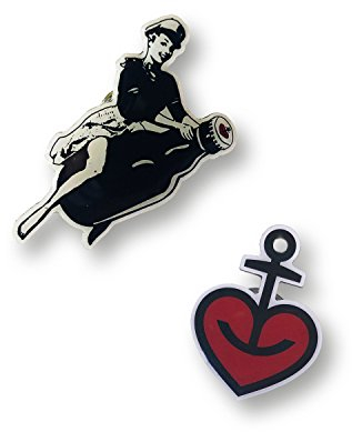 ASTRA Metall-Anstecker Pin 2er Set Herzanker und Knolle, für Männer & Frauen, Geschenk-Ideen aus St. Pauli