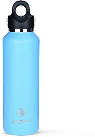 RevoMax V2 - Botella de agua sin rosca térmica y al vacío, sin torsión, con tapa de apertura y cierre de un solo clic para 36 horas de hielo frío – Boquilla estándar - DWF-20191B, 20 OZ, Azul claro