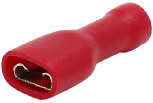 Heschen Kabelschuh für Buchsen, Vinyl, vollisoliert, FDFD1.25-187, 4,8 x 0,5mm Kabelanschluss, für 0,5-1,5 mm² (22-16 AWG), rot, 100 Stück