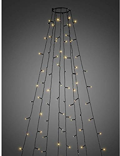 Konstsmide LED Baummantel mit Ring Ø 11, 8 Stränge à 30 bernsteinfarbene Dioden, Multifunktion, Timer/Dimmer, reagiert auf Musik, Appgesteuert (Android/IOS), 24V Außen, schwarzes Kabel - 6520-870
