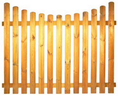 StaketenZaun 'Standard' 180x140/120 cm - unten – kdi / V2A Edelstahl Schrauben verschraubt - aus frischem Holz gehobelt – nach unten gebogene Ausführung - kesseldruckimprägniert