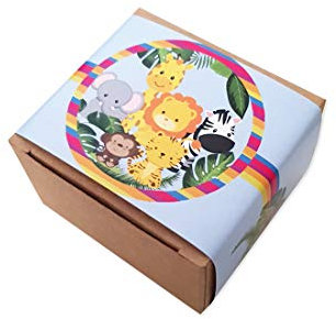 P&D Scatoline Carta Kraft PUDP24 + 20 Targhette/Toppers Adesivi per Festa a Tema (Animali della Giungla)