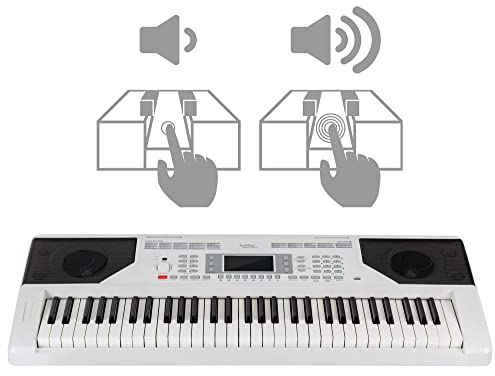 FunKey 61 Edition Touch Keyboard - 61 Tasten - Touch Response - 300 Sounds & 300 Rhythmen - Begleitautomatik und Lernfunktionen - USB-, Mikrofon- und Kopfhöreranschluss - Weiß