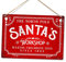 Santa's Workshop Nordpol – Rot – mittelgroßer Bindfaden | bedrucktes Metallschild