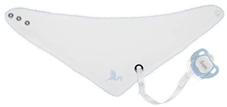 Originelle Geschenke für Neugeborene | Lätzchen mit Bandana und Schnuller, blau, 2XS | BebeDeParis