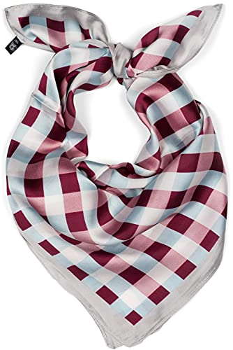 styleBREAKER Damen Dreieckstuch mit Karo Muster, Rockabilly Style, Multifunktion Tuch, Halstuch, Kopftuch, Bandana 01016172, Farbe:Weinrot-Hellblau