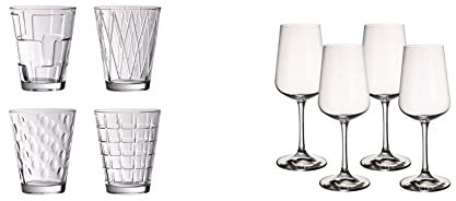 Villeroy & Boch Ovid weißweingläser, 4er-Set, 380 ml randvoll gemessen, Kristallglas, Klar & Dressed Up Wassergläser, 4er-Set, 310 ml randvoll gemessen, Kristallglas, Klar