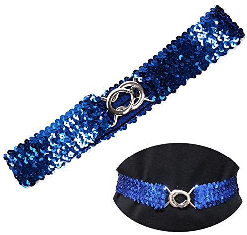 YouU Damen Frauen Elastic Stretch Schnalle Stil Paillettenbesatz Taille Band Gürtel Mode Taille Damen Gürtel Persönlichkeit Metallic Kleid Kleid Gürtel Elastischer Gürtel (Blau)