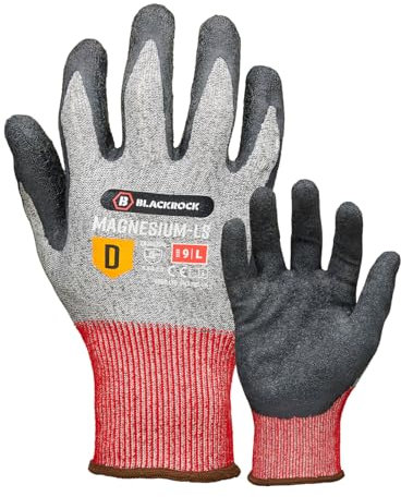 Blackrock Magnesium-LS Cut Resistant Sandy Latex Gripper Safety Work Gloves, Near Knife Proof, Whittling, for Men and Women, Max Cut 5 Gloves, Metal Handling - Size 9/Large