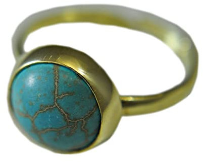 925 Silber Türkis Ring Edelstein - 18k Vergoldet - Verstellbar - Rund - Sommer - Festival - Tolle Geschenkidee - Geschenk für Sie - Schmuck Geschenk - Handmade Geschenk