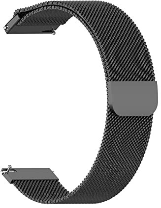 Edelstahl Uhrenarmband Mesh,Smartwatch Schnellverschluss Watch Uhren Ersatzband Quick Release Armband für Männer Frauen 20 mm Schwarz