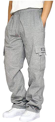 Pantaloni della tuta cargo da uomo in pile pesante con elastico in vita gamba dritta casual vestibilità ampia pantaloni da jogging larghi con tasche