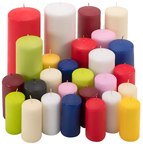 Stumpenkerzen 10kg Set bis 26 Stück getaucht Farbmix gemischt mehrfarbig verschiedene Größen Stumpen Kerzen duftfrei Kerzen-Posten Weihnachten