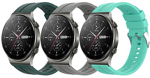 MIJOBS 3 Pièces Bracelets pour Huawei Watch GT 2 Pro Bracelet en Silicone Compatible avec Huawei Watch GT3 46MM/GT2 46MM/GT 2Pro/GT 2e, Huawei Watch 3/3Pro Sport Sangles pour 22mm Montres Bracelet