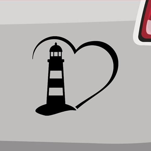 Generisch Leuchtturm Herz Aufkleber Sticker Sylt Strand Erholung Moin Moin Usedom 10x9,5cm Farbe: Schwarz