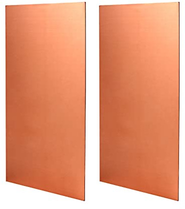 QWORK® 2 Pack 99.9% Pure Copper Metal Sheet Plate, 1mm Thick Processable Copper Plates for DIY Project, Maintenance, Production (200 mm x 100 mm x 1 mm)