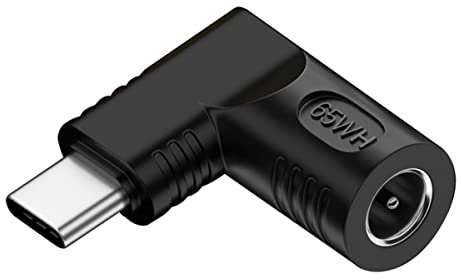 CY Adapter DC 20V Jack 5.5x1.7mm Input to USB-C Type-C Output 90 Degree Right Angled Power Plug Charge Adapter 65W