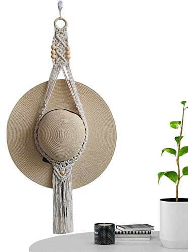Percha para macramé | Tejido a Mano Bohemian Women Hat Rack Hat Organizador,Soporte Decorativo Sombrero Organizador Vaquero para el Soporte Sombrero
