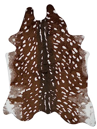 Warmhm Künstlicher Tierfell-Teppich - Landhaus Hirschfell-Optik Rindsleder-Teppich - Rutschfeste Künstliche Hirschleder-Optik