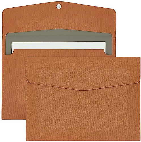 craspire Classeur PU Cuir A4 Porte-Documents Organisateur Classeur Enveloppe Portefeuille Vintage Tablette Rangement Housse Fermeture à Pression pour Bureau à Domicile École Marron