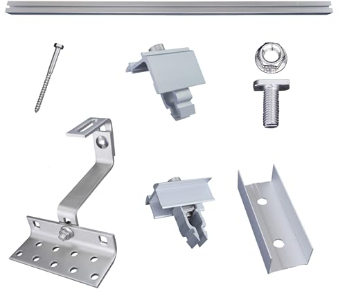 Balkonkraftwerk Halterung für Ziegeldach - Solarmodul Halterung Set mit Dachhaken, Montageschienen & Befestigung für 2 Solarmodule (je 1,99 x 1,06 Meter) und einer Rahmenhöhe von 30 mm