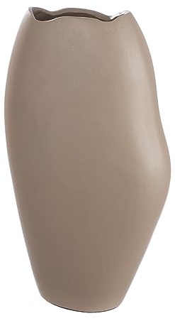 Casablanca Deko Vase - wasserdichte Blumenvase aus Aluminium - Deko Wohzimmer Herbst - Dekoration Weihnachten Geschenk Geburtstag - Farbe. Beige Braun - Höhe 33 cm