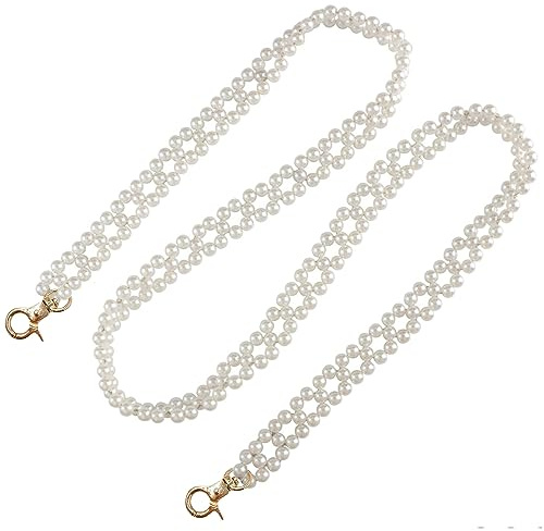 Pamtns Perlen Tasche Handykette Perlen zum Umhängen Perle Griff Kette Taschengriff Taschenhenkel Perlen Kette Taschenkette Perlen Trageriemen Doppelte Reihe Schulterriemen Ersatz Damentaschenkette