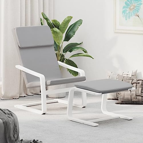 ZQQLVOO Lesestuhl Fernsehsessel Gemütlicher Sessel Clubsessel Lounge Cocktailsessel Relaxsessel mit Hocker Hellgrau Stoff Geeignet für Wohnzimmer Schlafzimmer Esszimmer