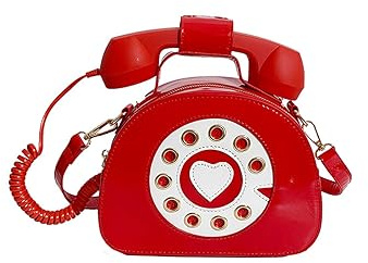 PORRASSO Umhängetasche Damen Kreative Schultertasche Telefon Geformte Handtasche Retro Crossbody Bag Rot