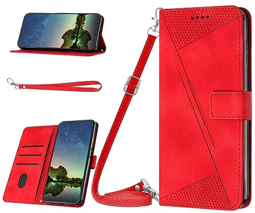 GoodcAcy Handyhülle Leder LG Velvet/Velvet 5G hülle Brieftasche Schutzhülle, Hülle 360 Stoßfest Case Flip Wallet Klappbar für LG Velvet/Velvet 5G Hülle Holster Case Red