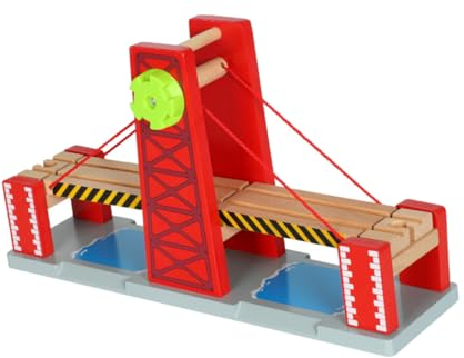 ibasenice 1 Satz Gleise Aus Holz Holzzüge Für Kleine Holzeisenbahnen DIY-Eisenbahn-Hebebrücke Holz-Zugbrücke Eisenbahn-Gleisbrücke Rote Schiene