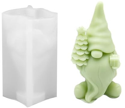 3D Gnome Christmas Candle Moulds, Faceless Doll Holding a Christmas Tree Silicone Candle Making Mold, Santa Claus DIY Candle Soap Aromatherapy Supplies, for Christmas Home Decor Gifts