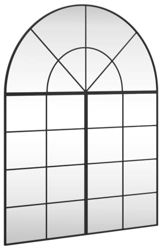 vidaXL Wandspiegel, Hängend Gewölbt Spiegel Badspiegel, Fensterspiegel für Badezimmer Wohnzimmer, Dekospiegel Flurspiegel, Schwarz Eisen