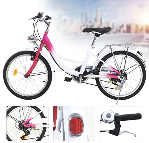 Shiyinge 20 Zoll 6-Gang 6 SchwungräDer Kinder MäDchen Fahrrad Kinderrad Citybike Kinderfahrrad Rosa FahrräDer Jugendliche Bike Mit Lampe Stahl Kette Lamp Geschenke Zum Premium Kindertag DHL