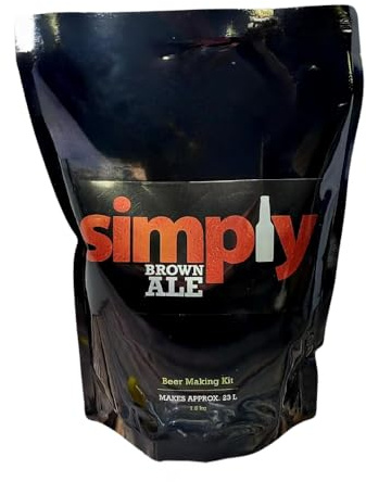 DIAH DO IT AT HOME Simply Brown Ale Beer Making Kit with Airlock - Makes 40 Pints (23L) of Rich Malted Craft Beer - 1.8kg Premium Malt Extract Pouch - Complete DIY Homebrew Starter Set (23 Litre)