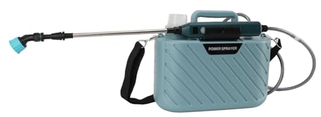 Pulverizador eléctrico para plantas (5 L, con 3 boquillas, varilla retráctil, correa de hombro ajustable, rociador de jardín para césped (azul)