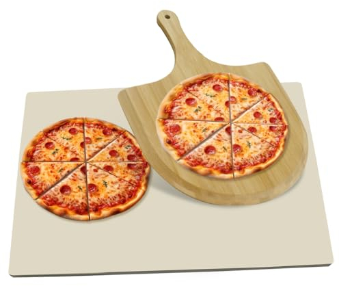 Pietra per pizza grande da 50,8 x 34,3 cm, pietra per pane in cordierite resistente, resistente agli urti termici, ideale per cuocere pizze o pane di diverse dimensioni rettangolare