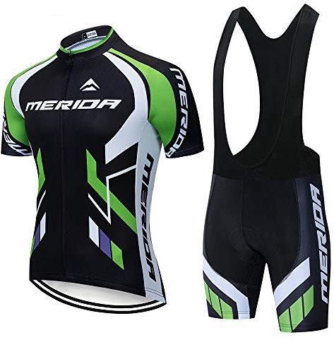 DEHIWI Herren Fahrradtrikot Set Trikot Kurzarm+Radhose mit Sitzpolster Radsport Trikot Set Sommer Atmungsaktiv