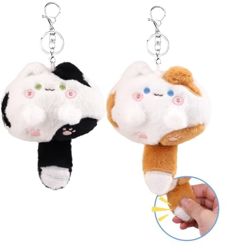 ANBOOR Jouets en peluche pour petits chats avec queue d'appel BB, marron/noir, marron