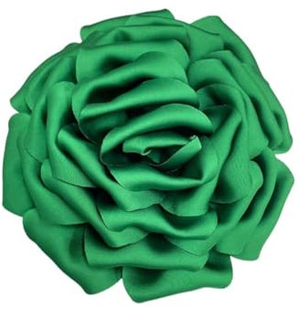IMINI 160mm Fleur De Rose En Satin De Soie Délicate Grandes Broches Extra Larges Épingles à Revers En Tissu Broche Pour Femme Fête De Mariage Banquet Robe Costume Vêtements Accessoires Cadeaux (Vert)