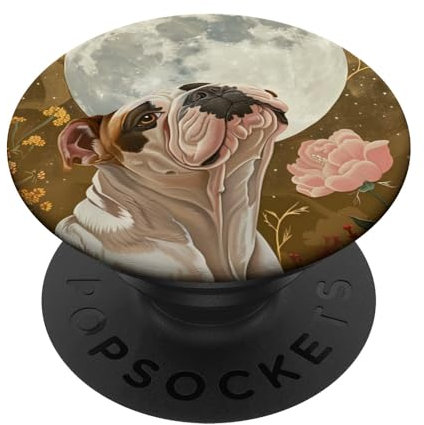 Niedliche Hundebesitzer rosa Blumenmuster American Bully PopSockets mit austauschbarem PopGrip