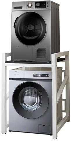 Mensola sopra lavatrice, set impilabile regolabile tramite lavatrici, rega per lavatrice senza foratura, a 2 livelli, per bagno e lavanderia