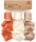 Vitalizart Satin Geschenkband Creme & Champagner & Terrakotta 2,5 cm x 13,7 m Hölzerne Spule, Handgefertigtes Ausgefranstes Seidenband für Geschenk Verpacken Hochzeit Brautsträuße Urlaub Dekor