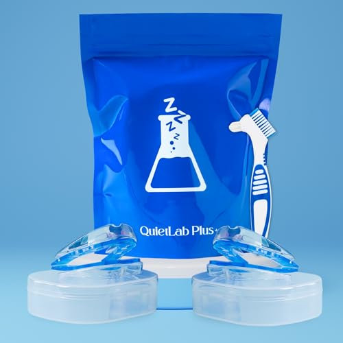 QuietLab Plus 2x Anti Schnarch Mundstück mit Reinigungsbürste, 25 Anpassbare Positionen, Airflow Schnarchstopper Schiene, Anti Schnarchschiene für Männer & Frauen, Anti Snoring Mouthpiece