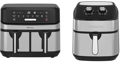 Emtronics Air Fryer Kitchen Set in Silver 9L Analogue & 9L Double Drawer