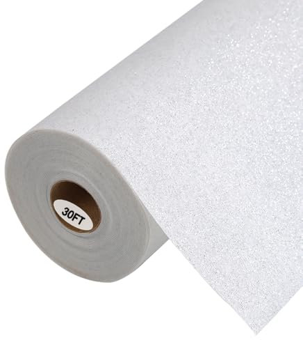 guangyintong Glitter White Heat Transfer Vinyl HTV Rolls, 12 x 30ft Iron on Vinyl for T-Shirts Glitter White HTV Vinyl for All Cutter Machines Easy to Cut & Weed for Heat Vinyl Design