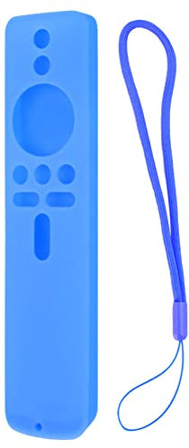 Aoveew Silikon-Schutzhülle für Xiaomi TV Stick 4K, stoßfeste Fernbedienungsabdeckung, Haustiere, Kinder, Familie, Schlüsselband, Schwarz (Blau)