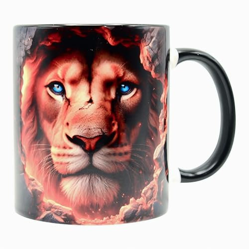 Shopi Zone Tazza in ceramica con motivo leone in effetto 3D - stile selvaggio e maestoso per gli amanti della fauna selvatica