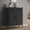 skølm Kommode Atria, Sideboard für Wohnzimmer, Metall Kommode mit Doppeltür und Schubladen, Metallschrank, Mehrzweckschrank schwarz Maße 110x80x38 cm