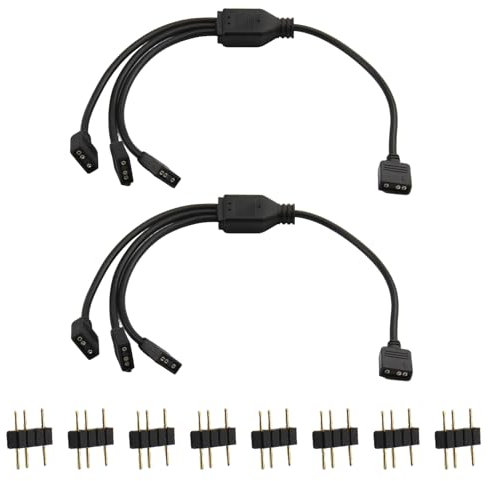 ARGB Splitter Cable 5V 3Pin Addressable RGB 1 to 3 Splitter ARGB Extension Cable with Male Pins for Computer Chassis CPU Cooler and 5V ARGB Fan and Other More for Asus Msi Gigabyte (Black)